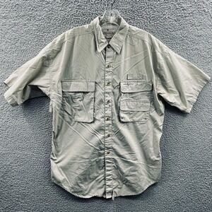 Men Utility Fishing Shirt Medium Vented Outdoor Gorpcore Cotton Button Up Hiking